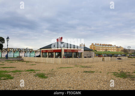 The Coffee Cup a coffee shop located on Southsea beach in Portsmouth. Busy even on a cold winters day. Stock Photo