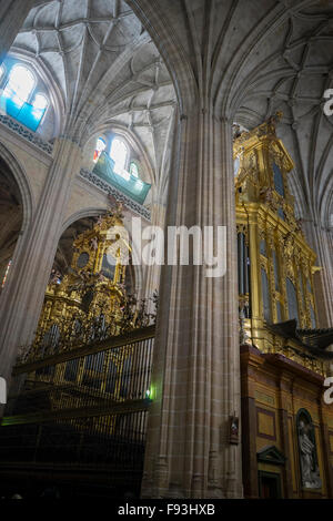 Gothic Cathedral of Segovia, monumental pipe organ Stock Photo