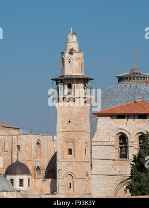 Old Jerusalem Omar Mosque minaret Stock Photo