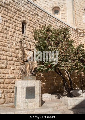 King David statue in Old Jerusalem Stock Photo