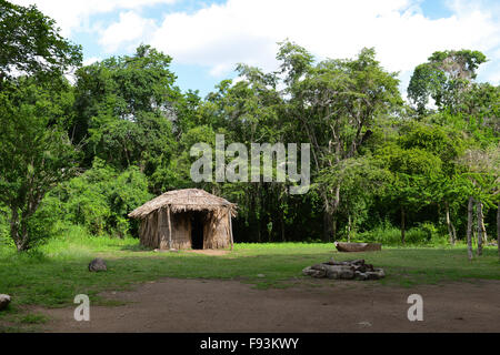 Replica  of a Indigenous hut at the Tibes Indigenous Ceremonial Center. Ponce, Puerto Rico. Caribbean Island. USA territory Stock Photo