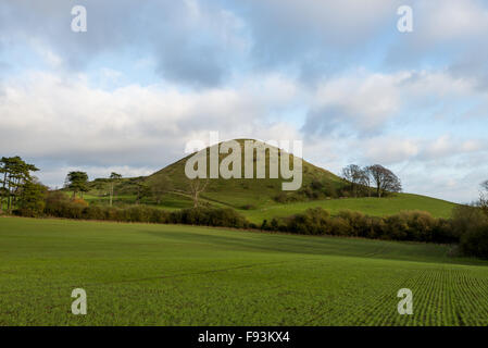 The conical shape of Summerhouse Hill, a feature of the Kent Downs near ...