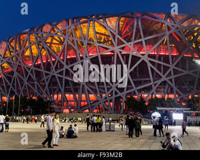 National stadium 'Birds nest' at Olympic Center,  Beijing, China, Asia Stock Photo