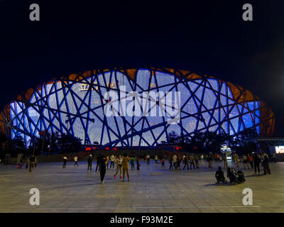 National stadium 'Birds nest' at Olympic Center,  Beijing, China, Asia Stock Photo