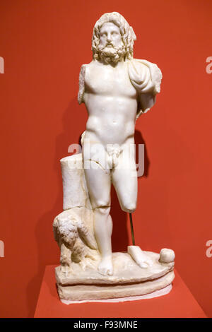 Marble statue of greek god Zeus isolated on black background Stock ...