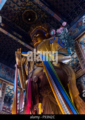 Buddha Statue in Lama temple Yonghe Gong, Beijing, China, Asia Stock Photo