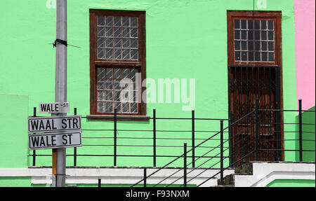 Colourful houses on Wale Street in the Bo Kaap district of Cape Town Stock Photo