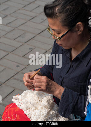 needlework in the temple of Heaven park, Beijing, China, Asia Stock ...