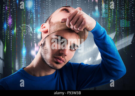 Teenager hacker Stock Photo