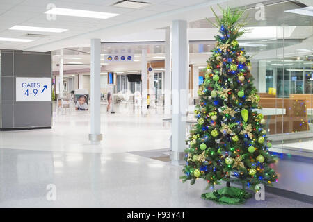 Christmas tree in Saskatoon John G Diefenbaker International Airport Stock Photo