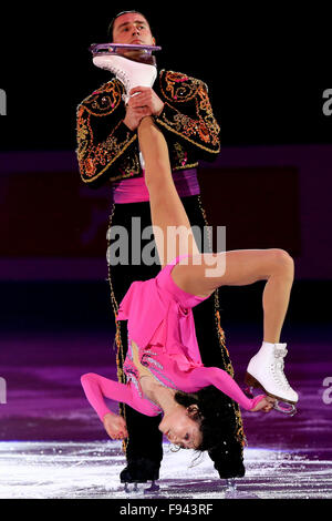 Barcelona, Spain. 13th Dec, 2015. Yuko Kavaguti (Front) and Alexander Smirnov of Russia perform during an exhibiton gala at the ISU Grand Prix of Figure Skating Final 2015 in Barcelona, Spain, Dec. 13, 2015. © Pau Barrena/Xinhua/Alamy Live News Stock Photo