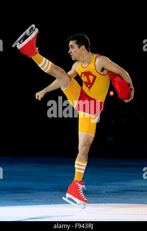 Barcelona, Spain. 13th Dec, 2015. Javier Fernandez of Spain performs during an exhibiton gala at the ISU Grand Prix of Figure Skating Final 2015 in Barcelona, Spain, Dec. 13, 2015. © Pau Barrena/Xinhua/Alamy Live News Stock Photo