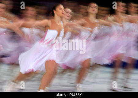 Barcelona, Spain. 13th Dec, 2015. Team Paradise of Russia performs during an exhibiton gala at the ISU Grand Prix of Figure Skating Final 2015 in Barcelona, Spain, Dec. 13, 2015. © Pau Barrena/Xinhua/Alamy Live News Stock Photo