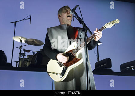 English art rock band Everything Everything performing live on stage at the O2 ABC  Featuring: Jonathan Higgs Where: Glasgow, Scotland, United Kingdom When: 12 Nov 2015 Stock Photo