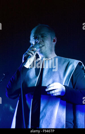 English art rock band Everything Everything performing live on stage at the O2 ABC  Featuring: Jonathan Higgs Where: Glasgow, Scotland, United Kingdom When: 12 Nov 2015 Stock Photo