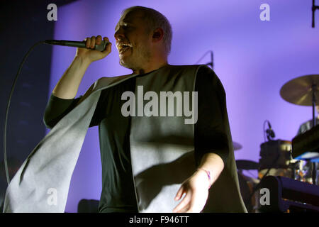 English art rock band Everything Everything performing live on stage at the O2 ABC  Featuring: Jonathan Higgs Where: Glasgow, Scotland, United Kingdom When: 12 Nov 2015 Stock Photo