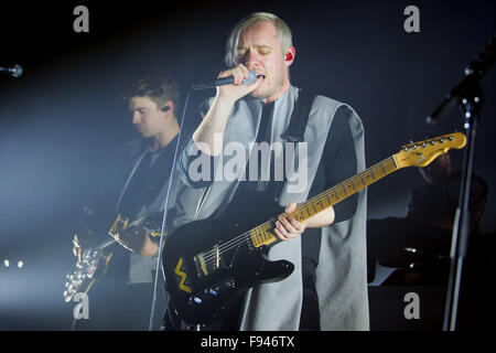 English art rock band Everything Everything performing live on stage at the O2 ABC  Featuring: Jonathan Higgs Where: Glasgow, Scotland, United Kingdom When: 12 Nov 2015 Stock Photo