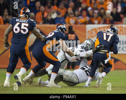 Denver, Colorado, USA. 13th Dec, 2015. Broncos QB BROCK OSWEILER, right ...