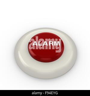 Round red alarm button on white background Stock Photo