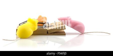 Sugar Mice with mouse trap Stock Photo