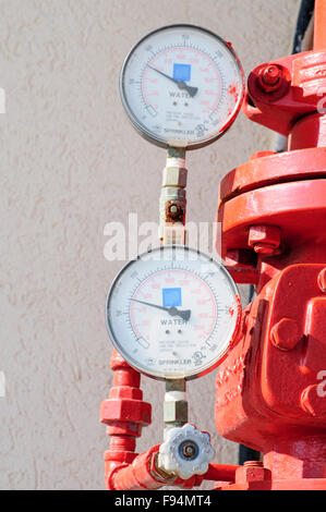 Water Pressure Gauge For An Industrial Fire System Stock Photo - Alamy