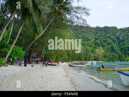 Boats On Monkey Beach In Nan National Park, Penang Island, George Town, Malaysia Stock Photo