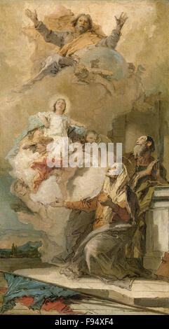 Giovanni Battista Tiepolo - The Immaculate Conception (Joachim en Anna receiving the Virgin Mary from God the Father) Stock Photo