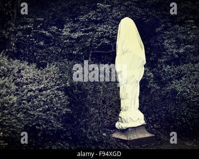 Statue wrapped to protect it from frost damage Waddesdon manor Christmas 2015 Stock Photo