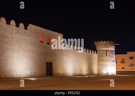 Riffa Fort at night, Kingdom of Bahrain Stock Photo