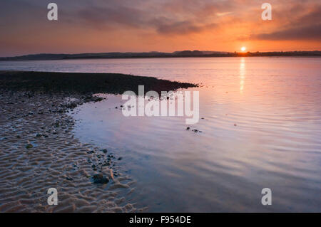 The Ythan Estuary at sunset from Forvie National Nature Reserve - near Newburgh, Aberdeenshire, Scotland. Stock Photo