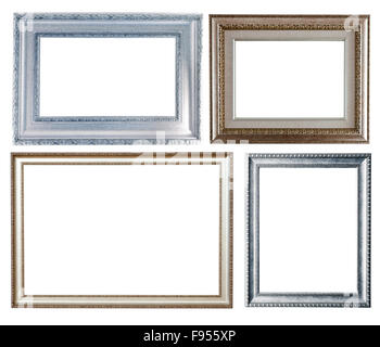 Set of few silver frames. Isolated over white background with clipping path Stock Photo