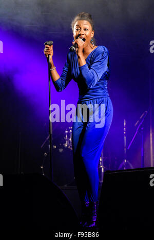 Beverley Knight performs at Fyvie Castle in Aberdeenshire, Scotland in August 2011. Stock Photo