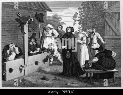 Hudibras and Ralpho in the Stocks. Stock Photo