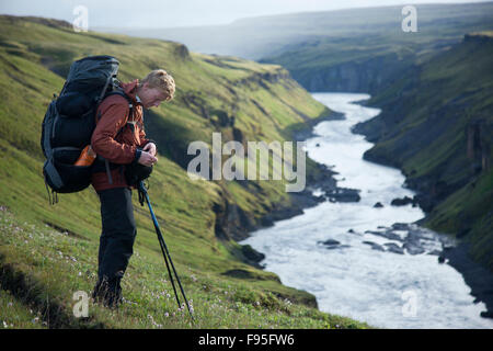 Thjorsa (Thjorsa) River in Central Iceland Stock Photo