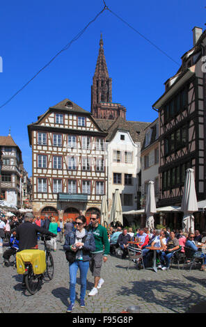 France, Alsace, Strasbourg, street scene, people, Stock Photo