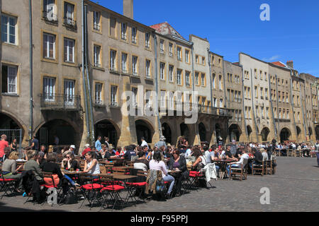 France, Lorraine, Metz, Place St-Louis, restaurant, people, Stock Photo