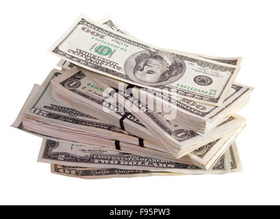 US dollars bank notes. Isolated on white background Stock Photo