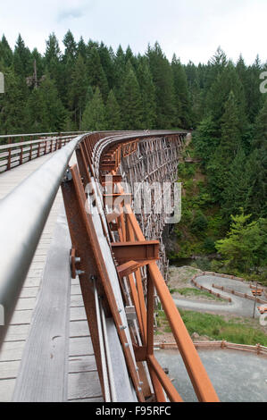 The Kinsol Trestle, also known as the Koksilah River Trestle, is a wooden railway trestle located on Vancouver Island north of Stock Photo