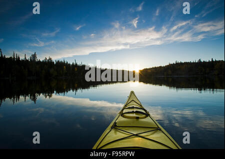 kayaking, Dickens Lake,  Northern Saskatchewan, Canada Stock Photo