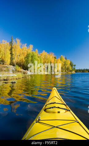 kayaking, Dickens Lake, Northern  Saskatchewan, Canada Stock Photo