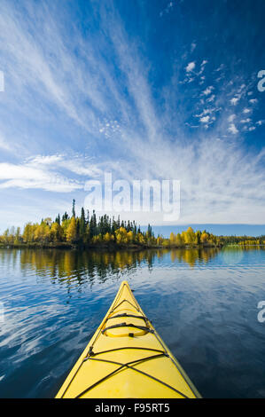 kayaking, Dickens Lake, Northern  Saskatchewan, Canada Stock Photo