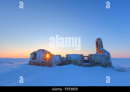 An old stone church in Cambridge Bay, Nunavut, Canada Stock Photo