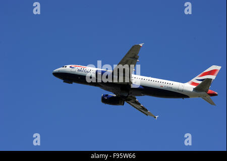 A British Airways passenger jet is seen taking off from Heathrow Airport in London Stock Photo
