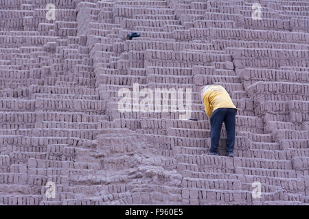 Huaca Pucllana ruins, Miraflores suburb, Lima, Peru Stock Photo