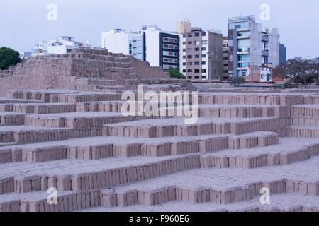 Huaca Pucllana ruins, Miraflores suburb, Lima, Peru Stock Photo