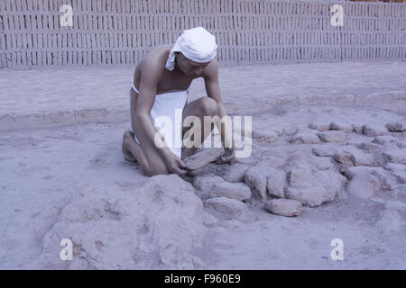 Huaca Pucllana ruins, Miraflores suburb, Lima, Peru Stock Photo