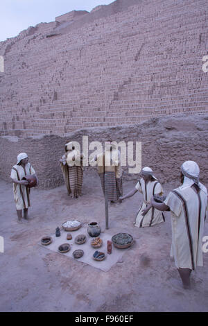 Huaca Pucllana ruins, Miraflores suburb, Lima, Peru Stock Photo