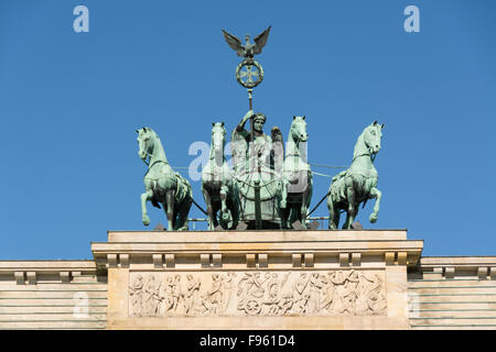 The Brandenburg Gate and Quadriga which was designed by Johann Gottfried Schadow, Berlin, Germany Stock Photo