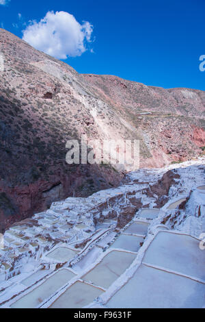 Salt pond mines of Maras, 40 kilometers north of Cuzco, in the Cuzco Region of Peru Stock Photo