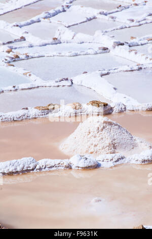 Salt pond mines of Maras, 40 kilometers north of Cuzco, in the Cuzco Region of Peru Stock Photo